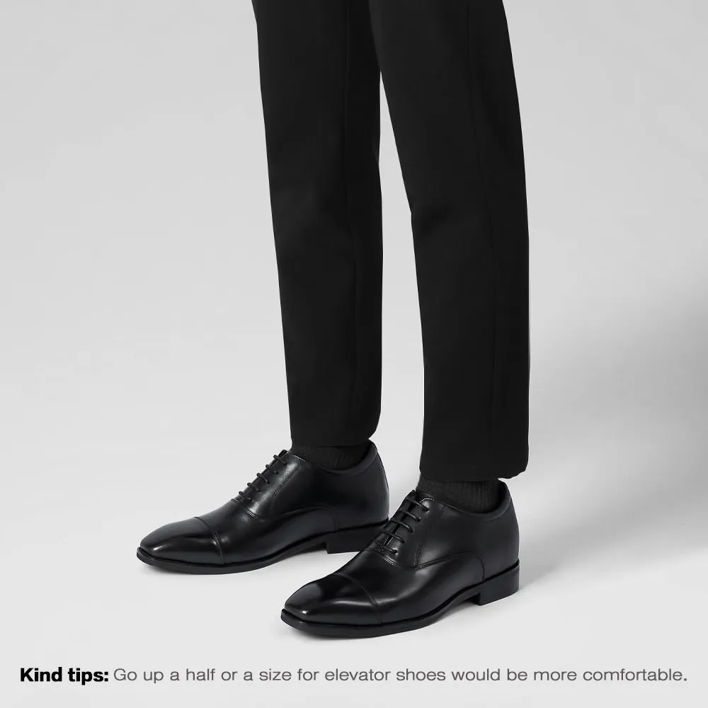 6 CM /2.36 Inches CMR CHAMARIPA Sophisticated Black Leather Oxford Elevator Shoes