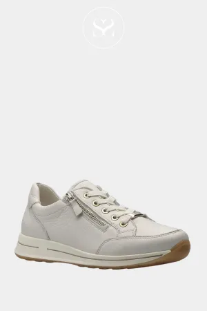 ARA 12-24801 CREAM LEATHER WEDGE TRAINERS