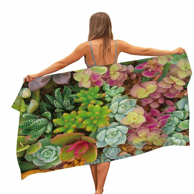 ASHORESHOP Quick Dry Microfiber Pool Beach Towel Palm Leave Print Beach Blanket