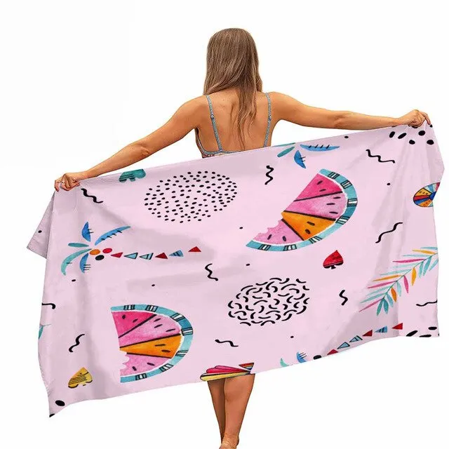 ASHORESHOP Quick Dry Microfiber Pool Beach Towel Palm Leave Print Beach Blanket