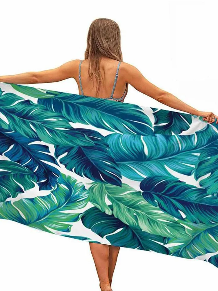 ASHORESHOP Quick Dry Microfiber Pool Beach Towel Palm Leave Print Beach Blanket