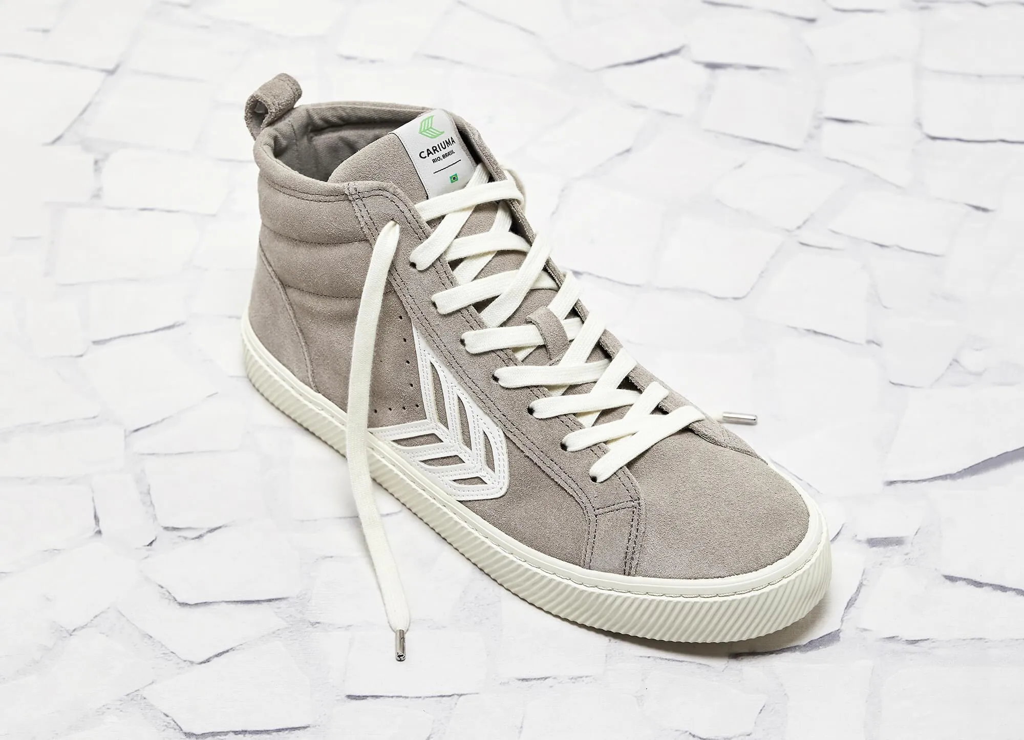 CATIBA High Cloud Grey Suede Ivory Logo Sneaker Men