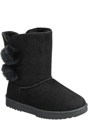 Faux Fur Pompom Boots