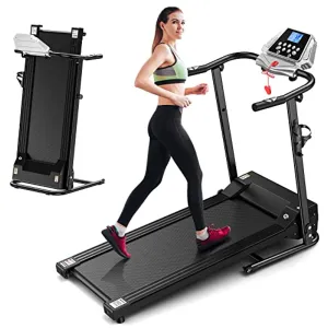 Foldable Treadmill Electric Running Machine: Folding Walking Pad 12 Program Portable Compact Quiet Jogging Run Treadmills for Home Apartment Commercial Small Spaces Adult Seniors Obese People Exercise