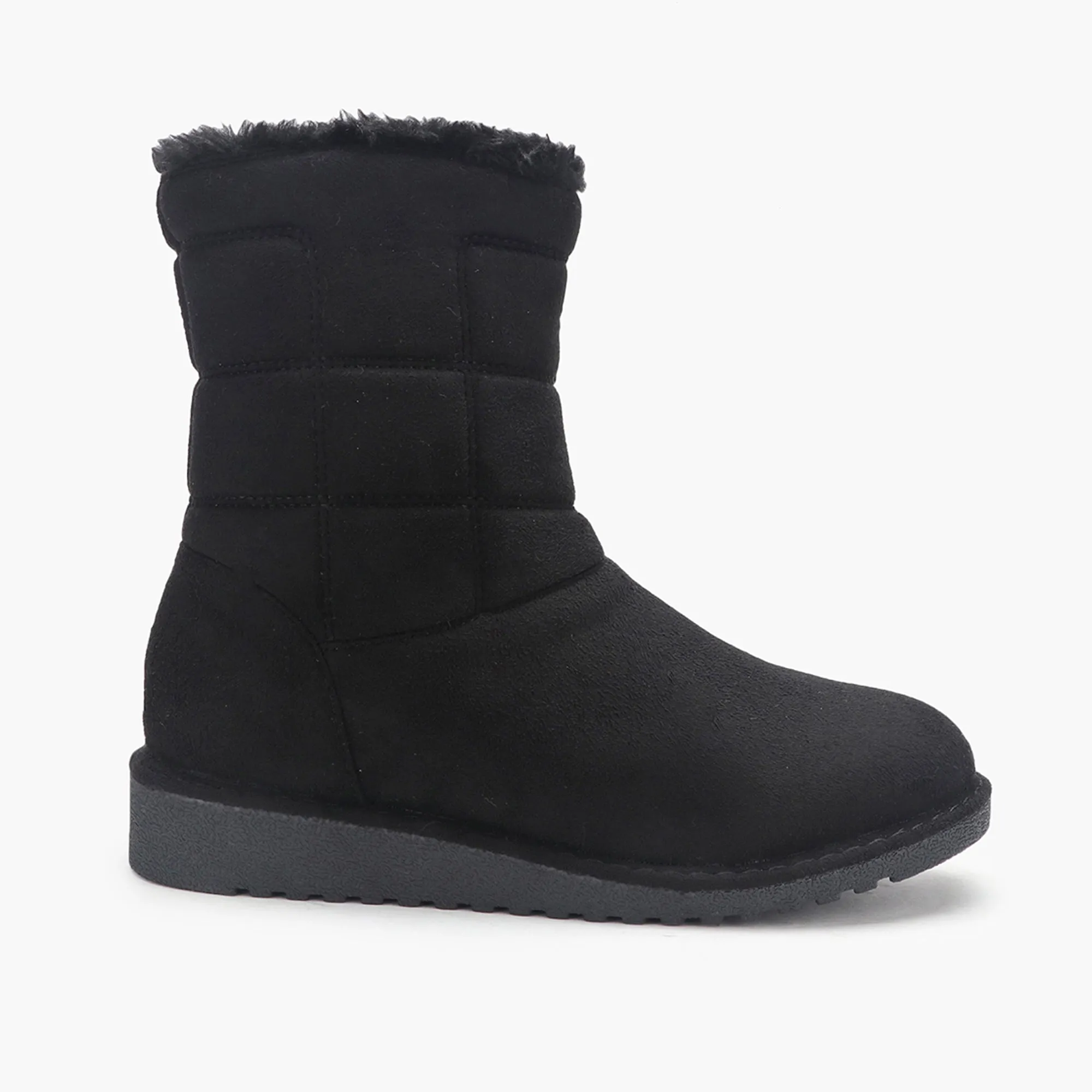 Fur Top Zipper Suede Boots