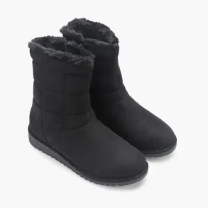 Fur Top Zipper Suede Boots