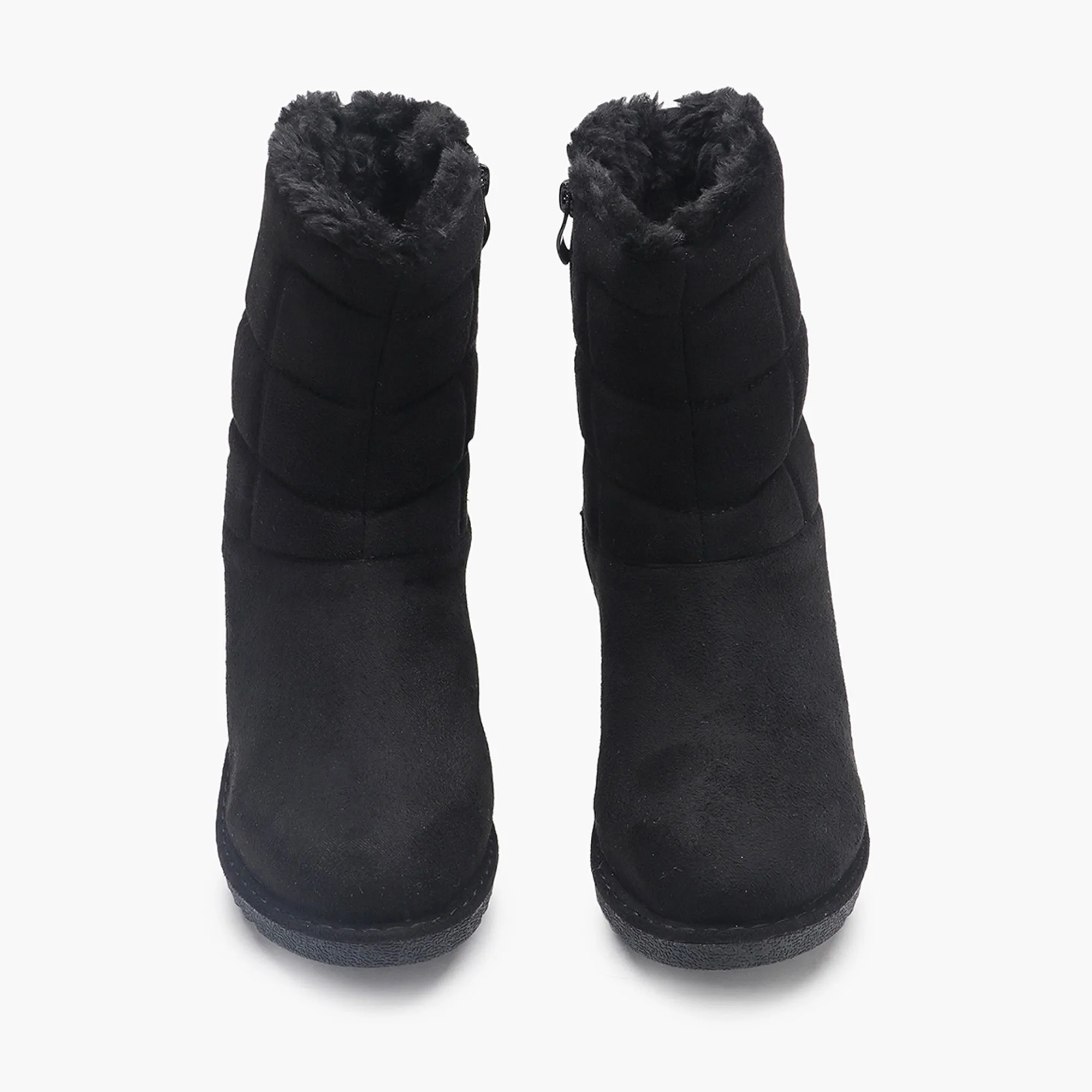 Fur Top Zipper Suede Boots