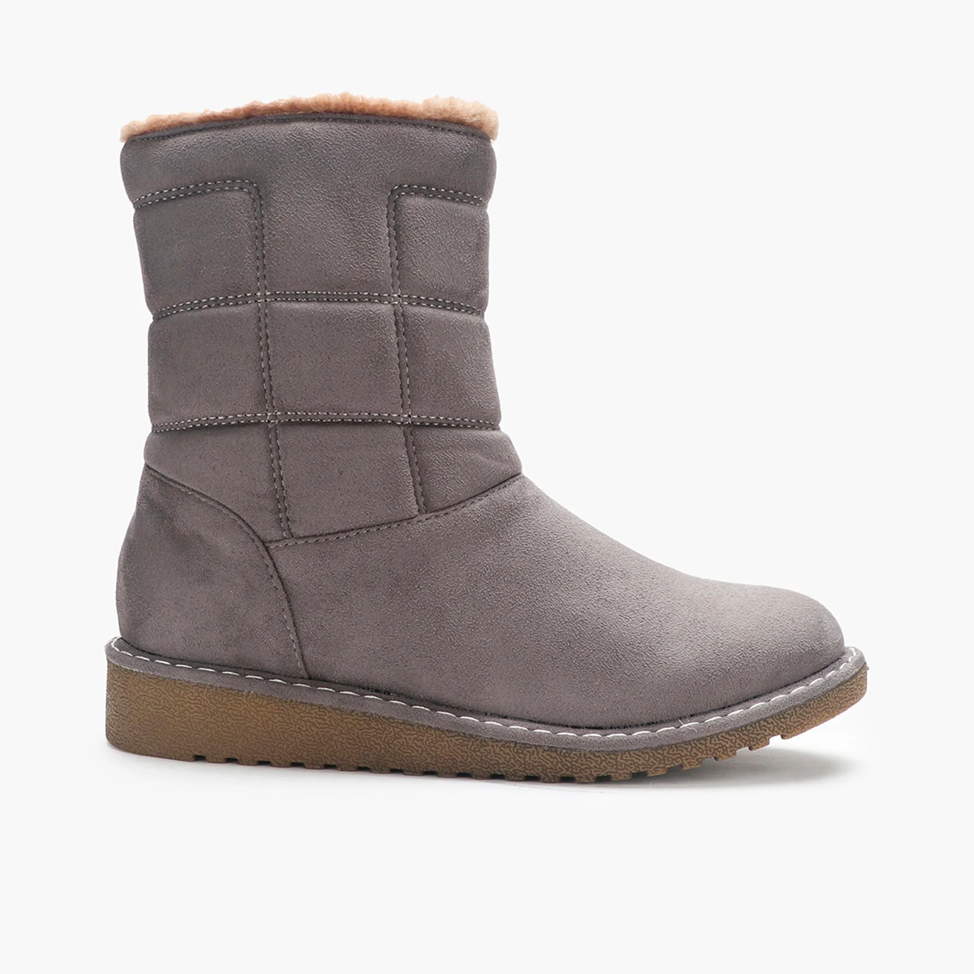 Fur Top Zipper Suede Boots
