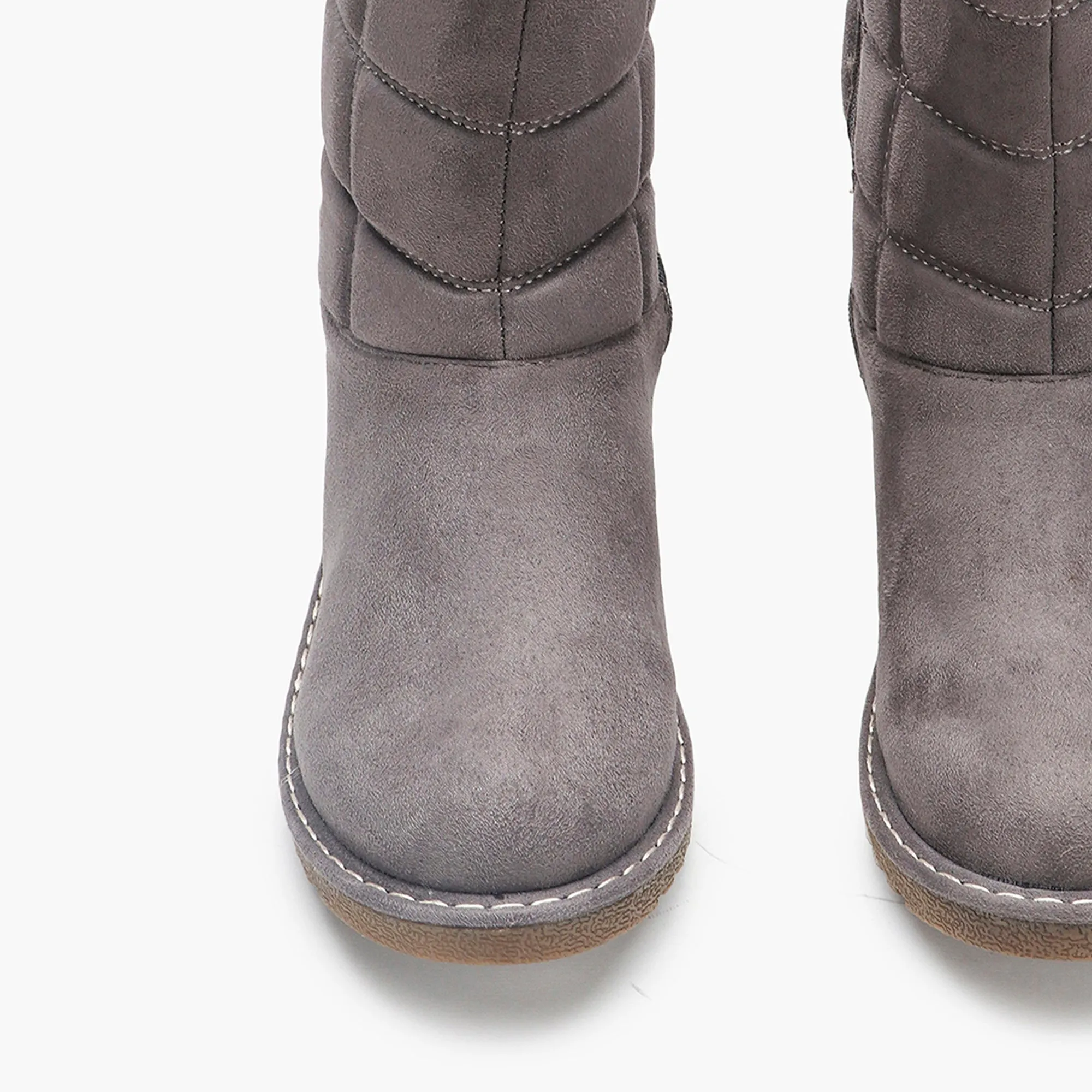 Fur Top Zipper Suede Boots
