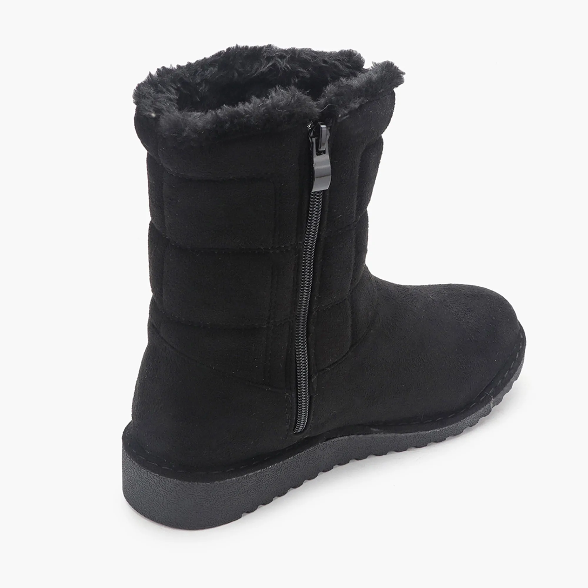 Fur Top Zipper Suede Boots