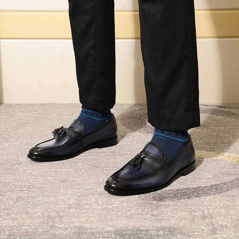 Handmade 100% Genuine Leather Men's Tassel Dress Loafers