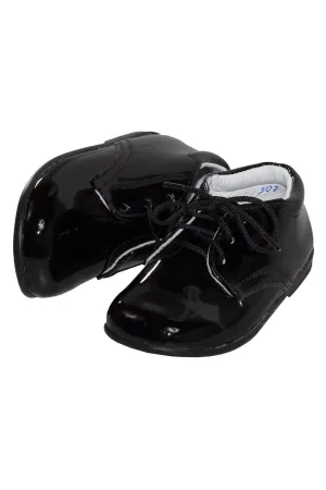 Infants Round Toe Black Formal Lace Up Shoe - Zac