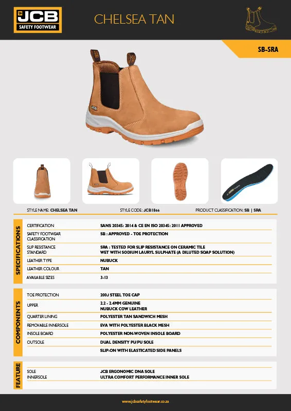 JCB Chelsea Tan Nubuck Steel Toe Men's Boot