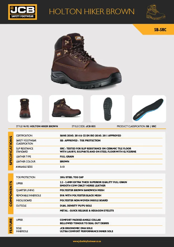 JCB Holton Hiker Brown Steel Toe Men's Boot