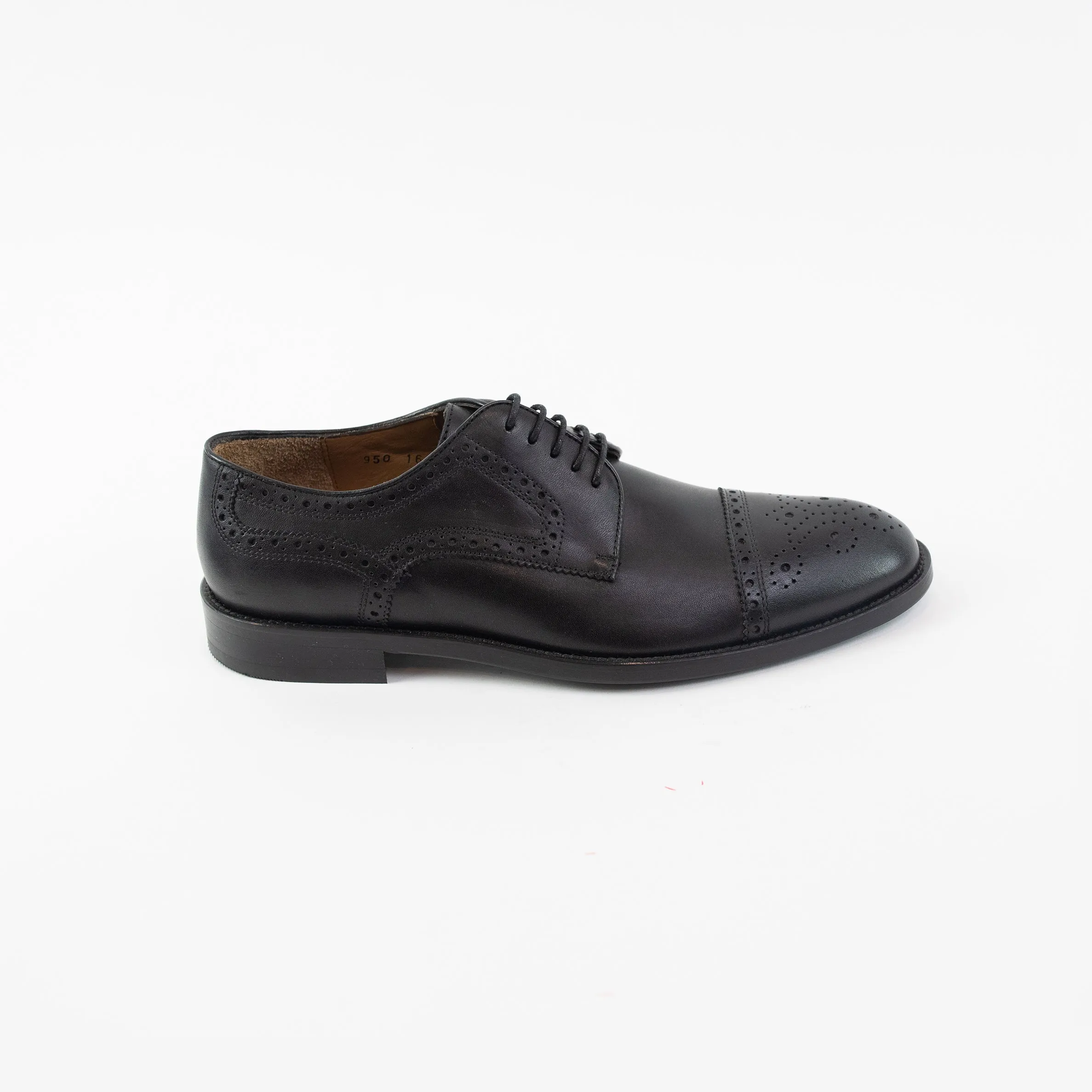 Men's Black Semi-Brogue Cap Toe Oxford Shoes