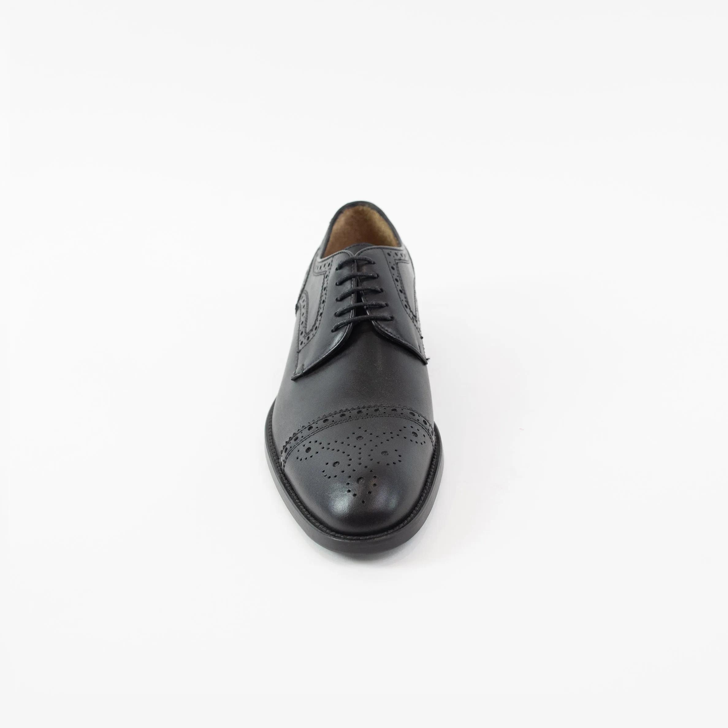 Men's Black Semi-Brogue Cap Toe Oxford Shoes
