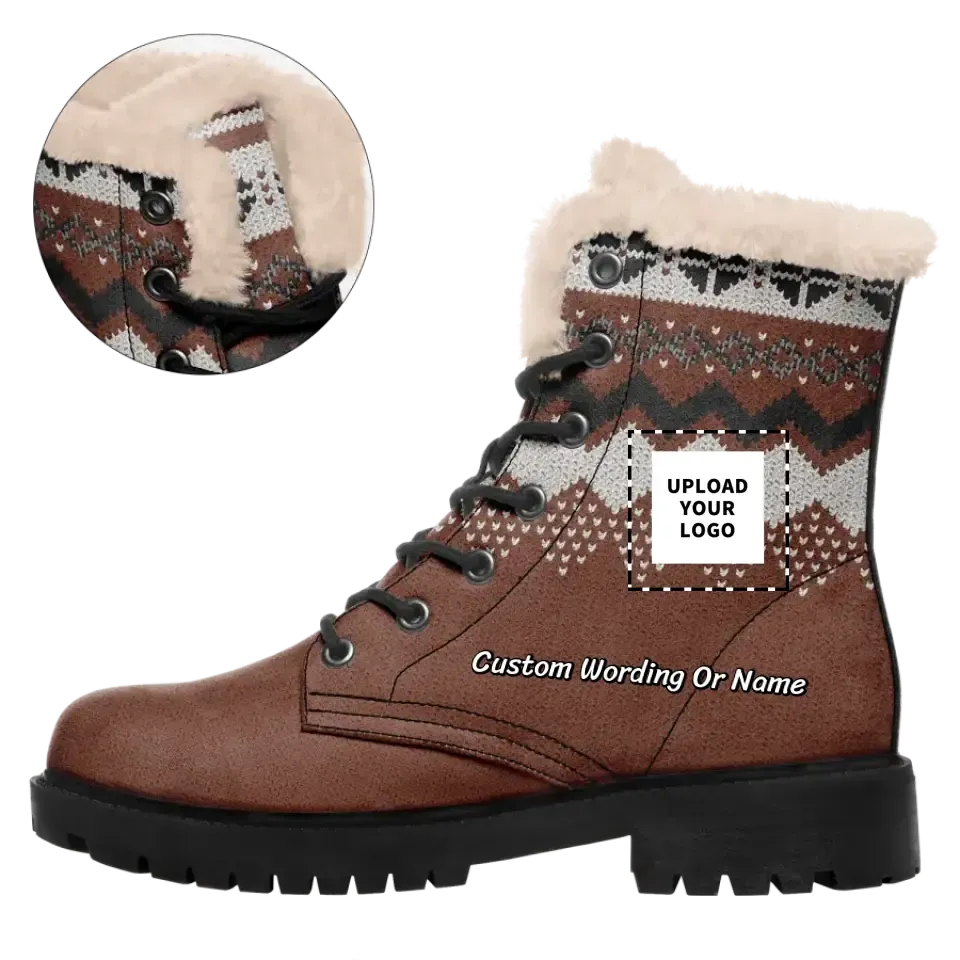 Personalized company gifts, Personalized Corporate Gifts Personalized?Grid?Design?Boots,?Custom?Christmas?Boots,?Warm-Fur?Boot Gift,WB-23020137