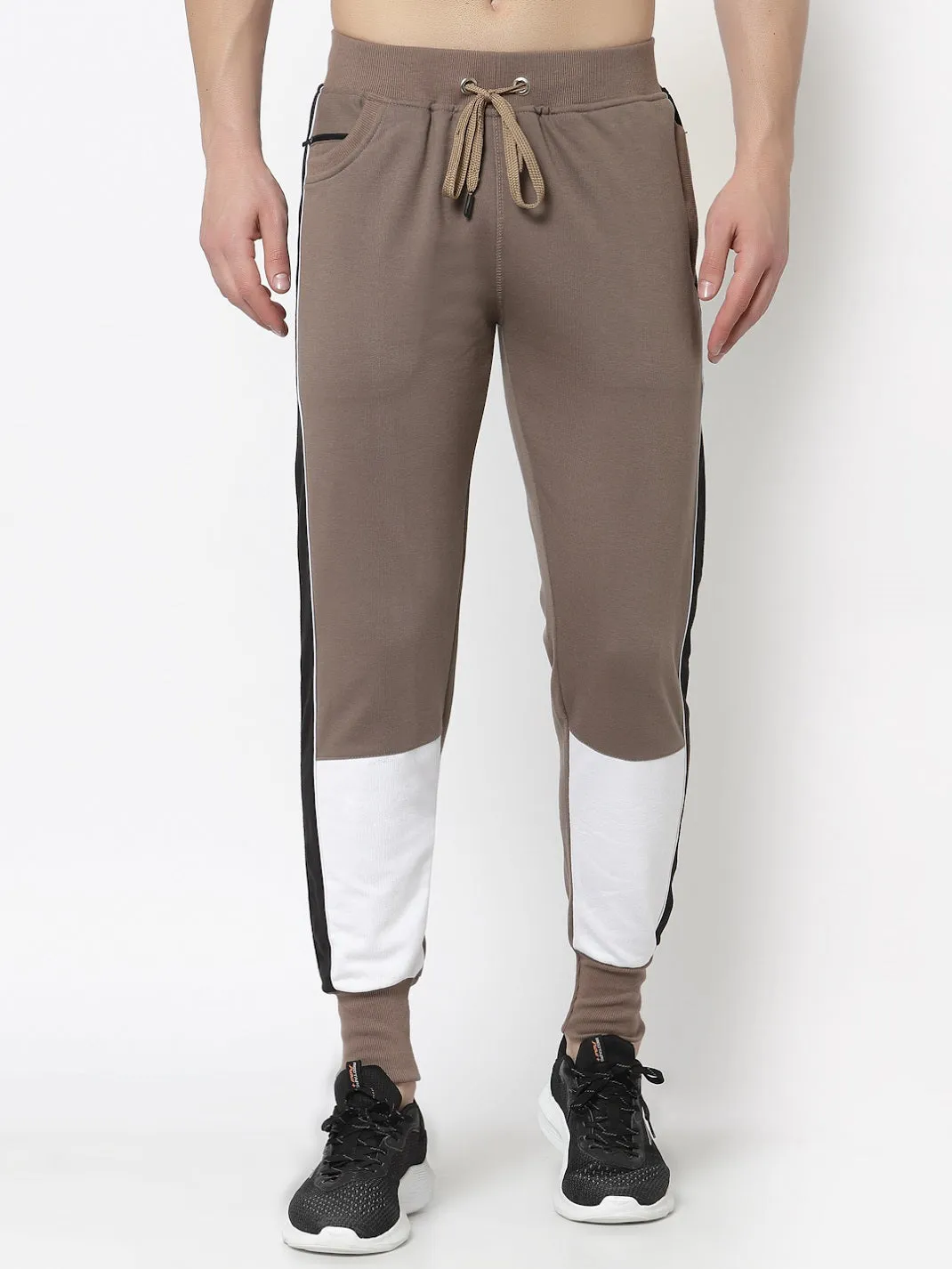 UZARUS Men's Cotton Regular fit Joggers Track Pants with 2 Zippered Pockets