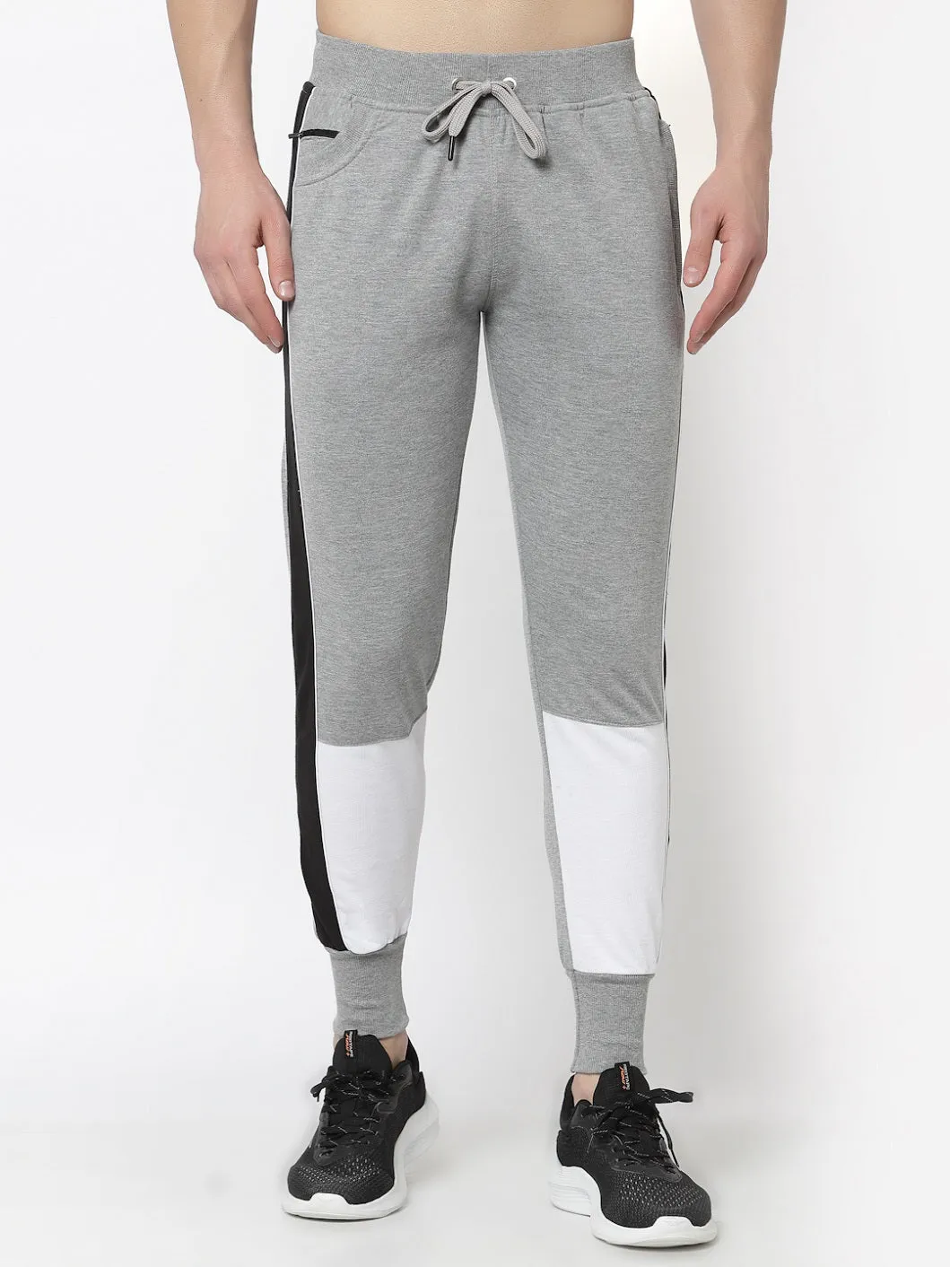 UZARUS Men's Cotton Regular fit Joggers Track Pants with 2 Zippered Pockets