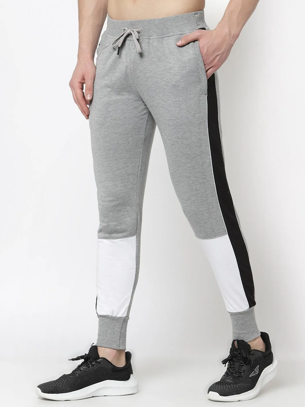 UZARUS Men's Cotton Regular fit Joggers Track Pants with 2 Zippered Pockets