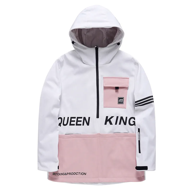 Women Hooded Ski Popover Jacket Insulated Snow Pullover