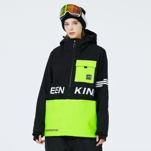 Women Hooded Ski Popover Jacket Insulated Snow Pullover