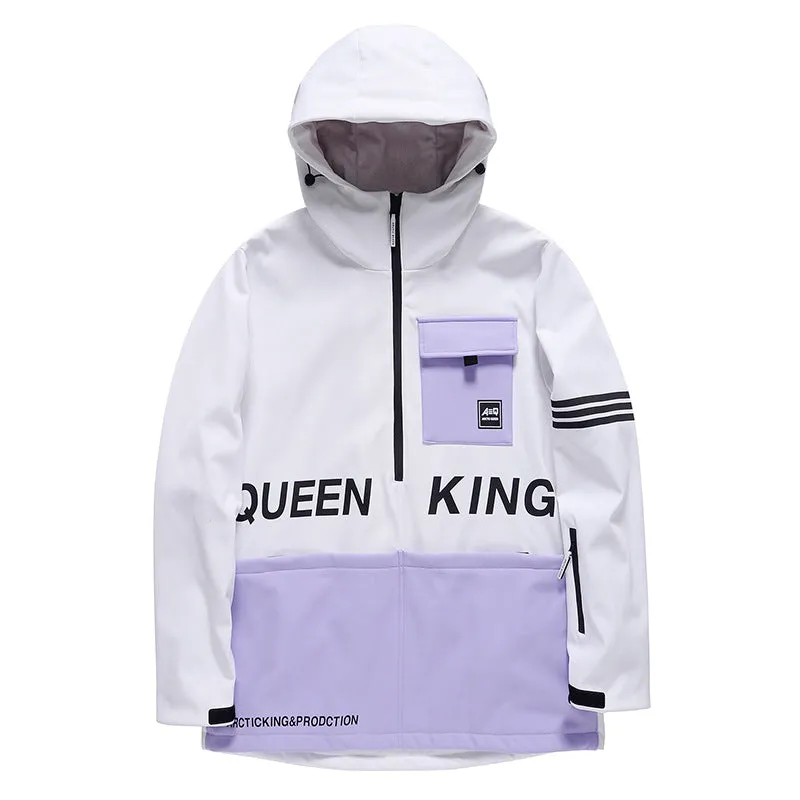 Women Hooded Ski Popover Jacket Insulated Snow Pullover