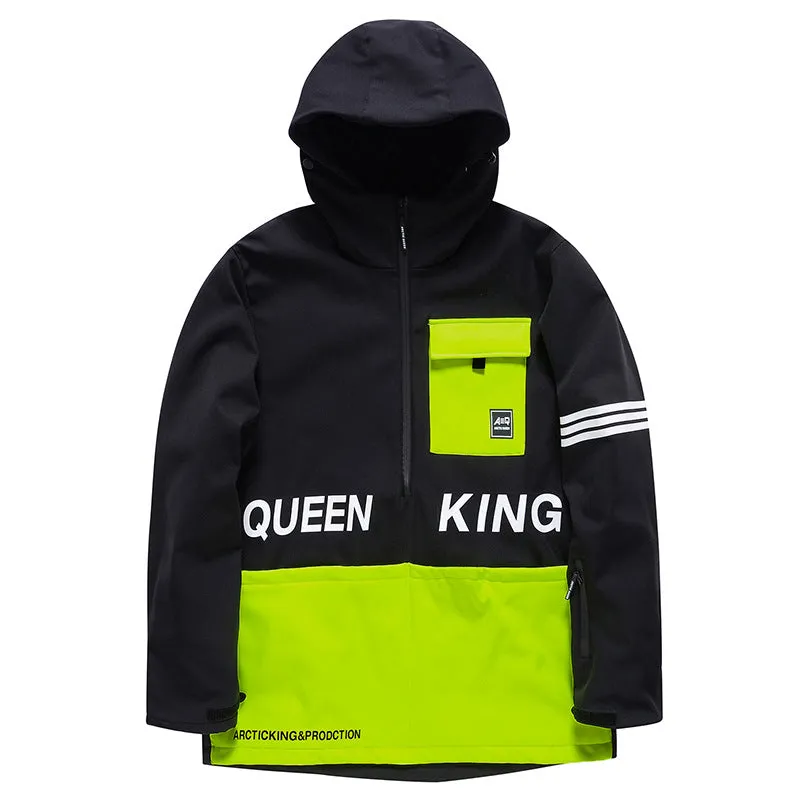 Women Hooded Ski Popover Jacket Insulated Snow Pullover
