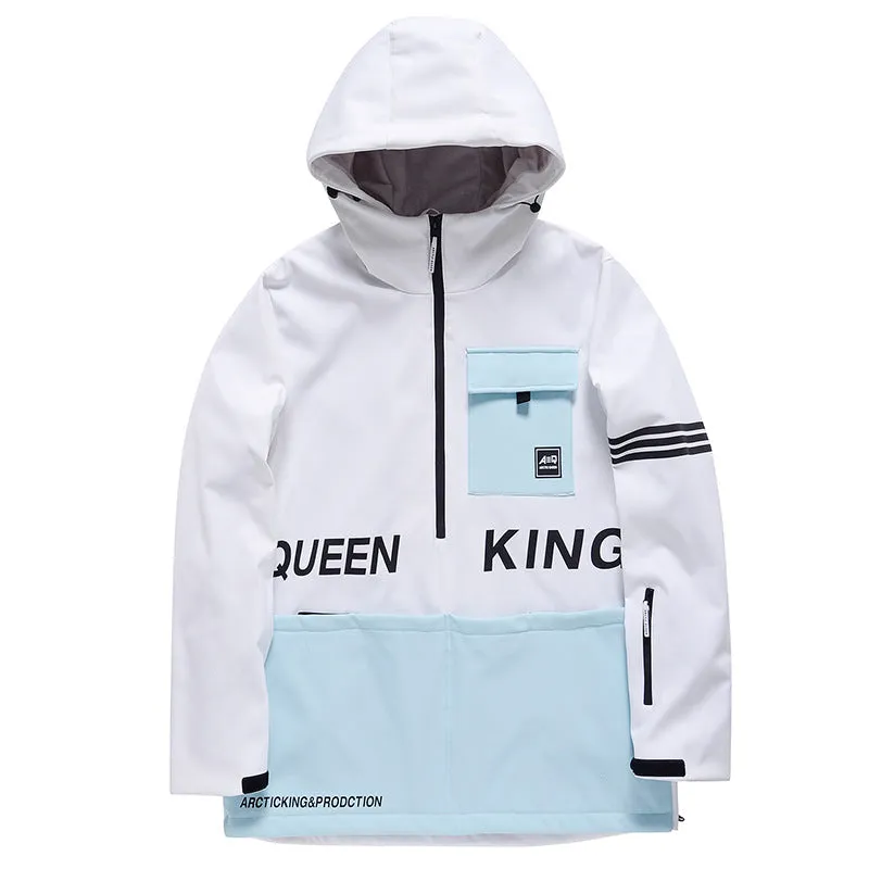Women Hooded Ski Popover Jacket Insulated Snow Pullover